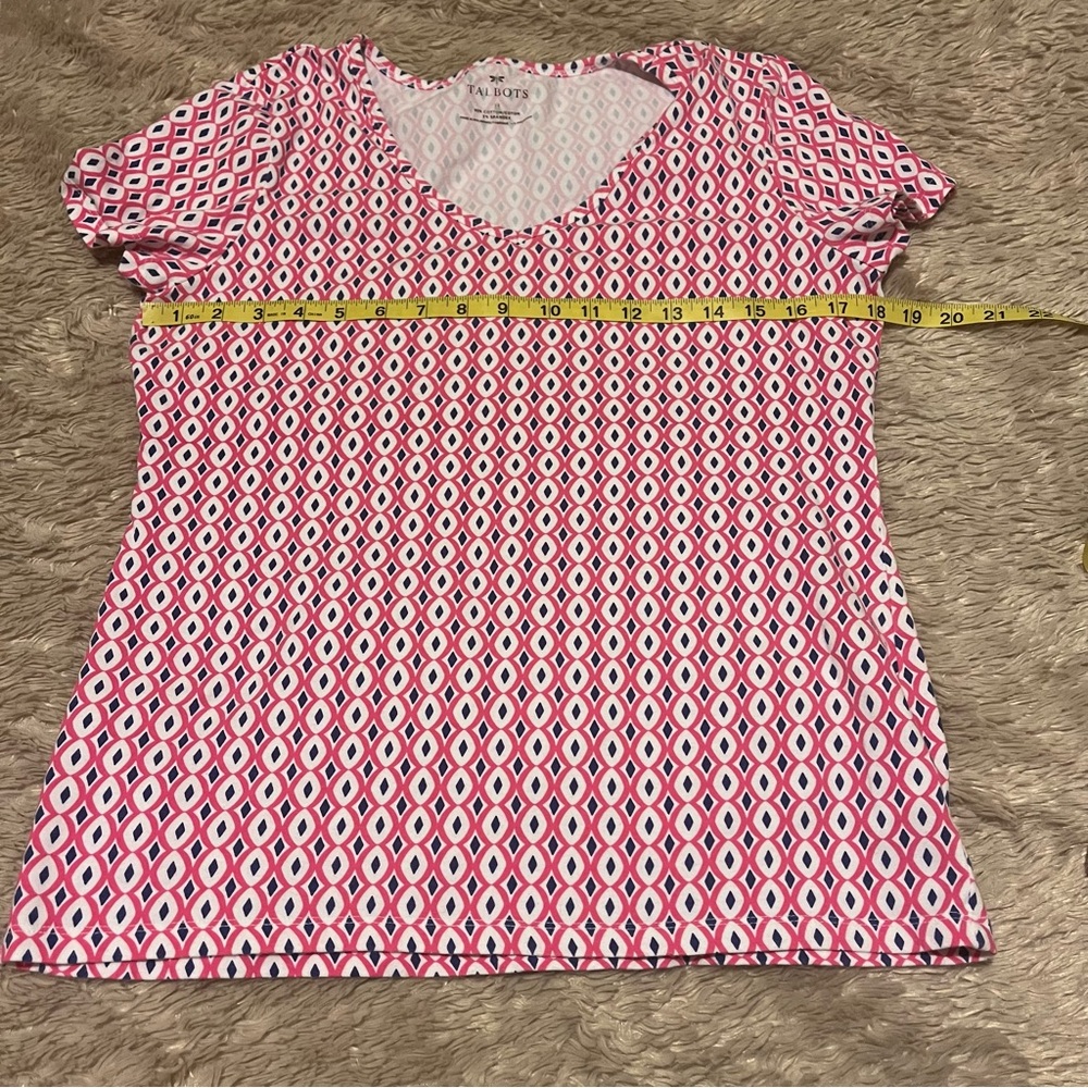 Talbots Geometric Patterned Pink White Women's To… - image 4